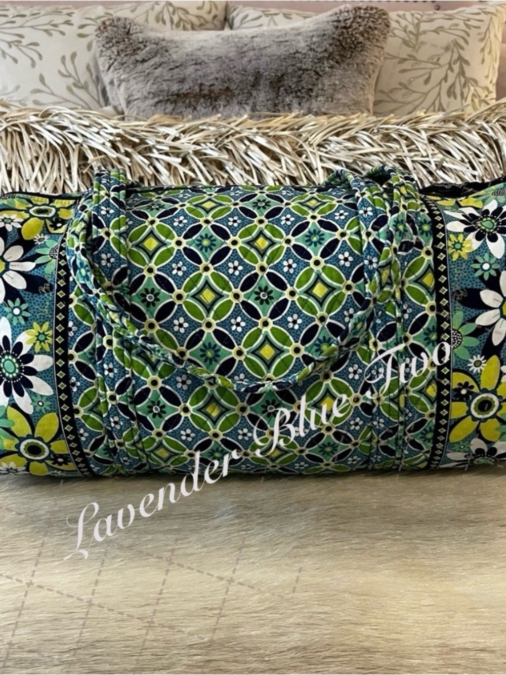 VERA BRADLEY Daisy Daisy 2008 M Duffle Bag Carryon Green  USA Girl Scouts Y2K